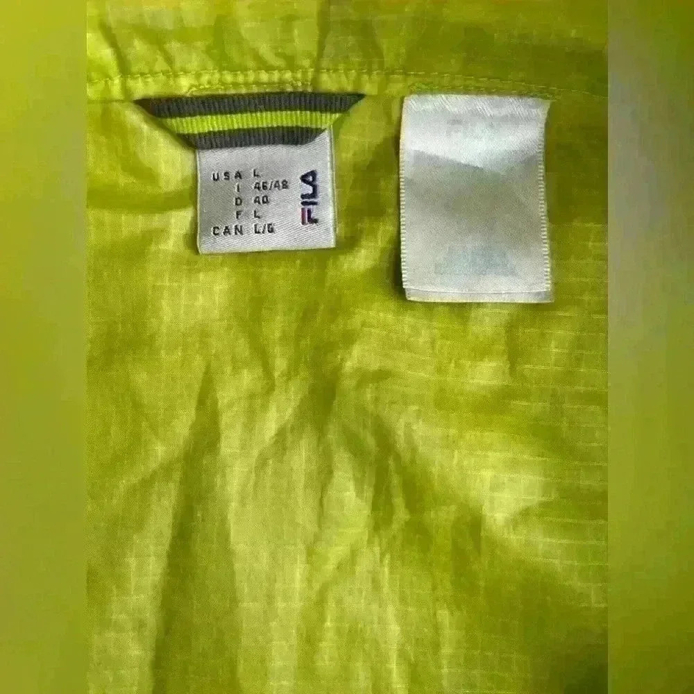 Fila Windbreaker Lightweight Men’s Jacket Full Zip Lime Green Activewear L - Picture 6 of 11